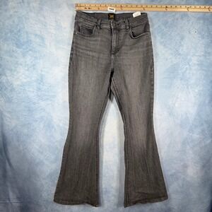 Lee Womens Flare Jeans Charcoal Gray High Rise Denim Pants Size 2
